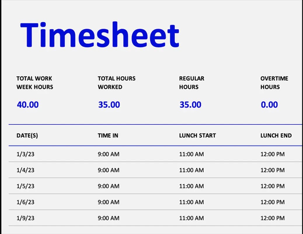 Weekly Timesheet